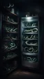 Placeholder: Si-Fi, The permanent under atmospheric lighting effects, a whole shelves of an open door home refrigerator filled with snakes , intricate historical moody atmosphere, eerie grimdark ambiance, complex motherboard accents, speculative fiction art. Bokeh