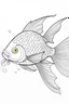 Placeholder: Draw me a completed artwork of a goldfish in continuous contour line art using a pen