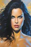 Placeholder: a series of pictures based on DC Comics Superheroes, amazing oil on canvas image of Chyna Laurer