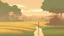 Placeholder: Rice field，Trees，Warm color palette，Animation，A lovely grasshopper，People who work