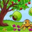 Placeholder: cartoon turtle and apple tree