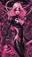 Placeholder: A close picture to Mix between gwenpool and symbiote, symbiote venom in background, pink and black custom, intricate details, highly detailedin in solo leveling shadow art style