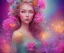 Placeholder: beautiful bright fairy portrait in a pink,blue, yellow flowers background