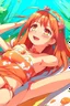 Placeholder: anime girl in a bikini lying on her back