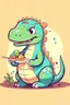 Placeholder: cute Dinosaur eating cakes clean design