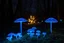 Placeholder: (masterpiece), best quality, A magical glade with glowing blue mushrooms on a quiet night., GHIBSKY style, country side, Japan, night beautiful weather,blue neon lights glowing