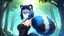 Placeholder: Girl, blue hair, raccoon ears, raccoon tail, raccoon face, forest