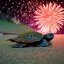 Placeholder: Turtle and Fireworks