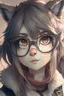 Placeholder: anime racoon girl with glasses