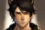 Placeholder: A young adult male with messy black hair, gold eyes, large black cat ears, realistic, slight smile