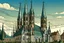 Placeholder: Imagine a modern poster inspered drawing of roskilde domkirke in denmark