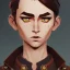 Placeholder: ed sheran with dark brown hair, round head, lego, steampunk