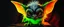 Placeholder: pen outline with some neon airbrush, glowing quickling gremlin in the shadows with long fluffy white fur, pin hole camera