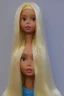 Placeholder: blank face barbie in a yellow and blue box