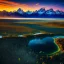 Placeholder: Grand Teton National Park, Wyoming,aerial view,extremely detailed digital painting, high resolution,8k, realistic, beautiful, volumetric lighting, mystical colors ,perfectly centered image, perfect composition, rim light, beautiful lighting,masterpiece, stunning scene, raytracing, anatomically correct, in the style Van Gogh and robert e howard and Ken Kelley and Ohrai Noriyoshi and Simon Bisley and tomzj1.