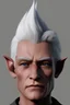 Placeholder: Elven man with white hair and purple eyes and black wings