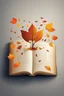 Placeholder: square logo , landscape with leaf fall, flying leaves in the book