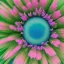 Placeholder: microphotography top-down view of a colorful single complex flower, high definition, detail, HD, 8k, realistic, 3d rendering, blender, photography, fisheye, bulge, tilt shift blur, microbiology