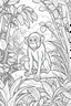 Placeholder: Outline art, Monkey in the jungle, cartoon style, low detail, no shading, --ar 9:11