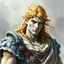 Placeholder: fantasy, dramatic portrait, marble statue of an elf male, watercolour, golden hair, warrior, mighty, righteous