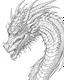 Placeholder: coloring image of dragon, line art, realistic, white background