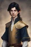 Placeholder: Young elven boy of seventeen years old, with black hair and golden eyes, dressed in aristocratic clothes from the 16th century.