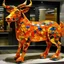 Placeholder: An orange colored fire elemental goat designed in ancient Roman mosaics painted by Piet Mondrian