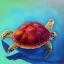 Placeholder: Oil painting style turtle and apple