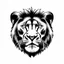 Placeholder: front facing lions face, black and white simplified vector
