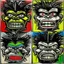 Placeholder: 4 angry monkey faces, by Jean-Michel Basquiat and Andy Warhol, acrylic painting