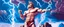 Placeholder: Detailed and realistic illustration of Greek god Zeus holding lightning in front of him Vintage style illustration. Red lightning. Ultra high resolution, realism, muscular, low fat percentage, blue clouds in the background, statue like, temple on the background, mount olympus on the background, lightning stricking on the background.