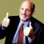 Placeholder: Jim Cramer looking sheepish, thumbs up, UFO in background