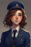 Placeholder: Lila is a young woman with a slender frame and an aura of quiet confidence that radiates from her every step. Her chestnut curls cascade down her back in gentle waves, framing a heart-shaped face adorned with warm, hazel eyes that sparkle with curiosity and determination. She is dressed in a neatly tailored, navy-blue apprentice's uniform, complete with a crisp white blouse and a vest adorned with intricate golden embroidery