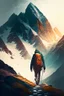 Placeholder: Escape to the mountains, person walking towards mountain