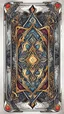 Placeholder: create a full color, ink wash and watercolor, ornate, abstract expressionist style bordered symmetric playing card template, finely lined, sharply detailed