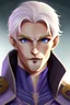 Placeholder: Celestial warlock, changeling, blonde man, blue eyes, handsome, mid-20s, cheeky, stubble, strong jaw, tall and lanky, dnd character