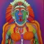 Placeholder: human body with head of cow indian god painting spiritual