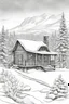 Placeholder: outline art for A watercolor painting of a snowy winter scene with a cozy cabin. coloring pages with white background sketch style, full body, only use outline, mandala style, clean line art, white background, no shadows and well outlined