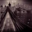 Placeholder: Bridge on rooftops Gotham Metropolis,European Neogothic imperial city, uphill Road, 1900s photograph, 8K resolution, #film, diffuse light,German noir,matte painting,chaos city, traffic,BioShock