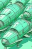 Placeholder: Mint colored airships shaped like peppermints painted by MC Escher