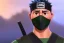 Placeholder: Kakashi Hatake, Shinobi, jonin, white tall hair, black face mask, black naruto ninja headband, Left eye red, Green military-style vest,