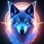 Placeholder: legendary cool wolf with black fur and blue piercing blue eyes in the night with black shade show full body, from the side, neon blue flames, 8k resolution, ultra hyperdetailed, Unreal Engine 5, ultra colorful, very small details, realistic