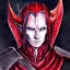 Placeholder: dnd, fantasy, watercolour, portrait, ilustration, elf, dark lord, armour, satanic, red, black