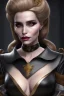 Placeholder: Constance Langdon as evil queen in black leather, busty, cleavage, angry, stern look. character design by fenghua zhong. unreal engine 5, artistic lighting, highly detailed, photorealistic, fantasy