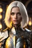 Placeholder: yellow eyes, female paladin aasimar, platinum blonde bob hair, detailed ornamental armor, 8k, high detail,tavern background, facing viewer