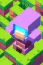 Placeholder: a portrait of a purple square face, Minecraft look, cute, farmer look, 2d, large pixel style