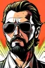 Placeholder: man wearing sunglasses who looks like Hans Gruber with a judgmental look on his face comic book style