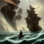 Placeholder: a pirate warrior on his ship, a highly detailed illustration, background of giant crashing ocean waves, realistic render, 8 k, micro detail, intricate, elegant, centered, digital painting, Artstation, smooth, sharp focus, illustration, artgerm, tomasz alen kopera, peter mohrbacher, donato giancola, joseph christian leyendecker, wlop, boris vallejo