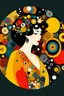 Placeholder: diseño gráfico para una tienda online de moda circular para mujer, que vende ropa, accesorios y objetos nuevos y usados, vintage, con colores intensos y atractivos, inspirado en Gustav Klimt