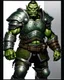 Placeholder: tabletop RPG ORC MALE WARRIOR IN STEEL ARMOR Evil rpg art no background green